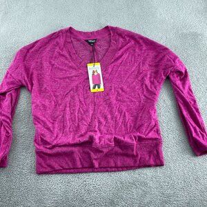 Buffalo David Bitton Womens V-Neck Long Sleeve Pullover Sweater S Pink NWT 0128